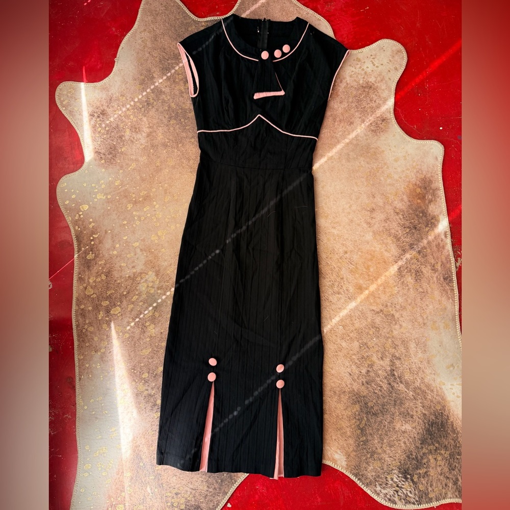 Stop Staring Black and Pink Dress Pinstripe